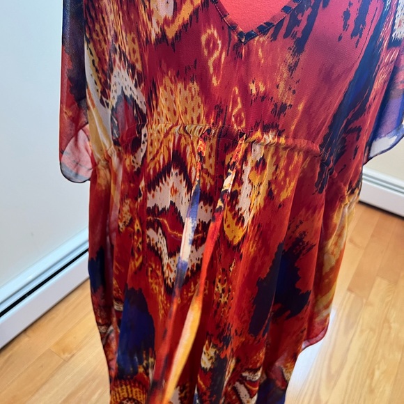 DASH by Kardashian bohemian orange blue yellow 2 piece kaftan dress size medium - Picture 5 of 16